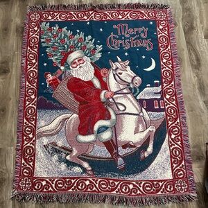 Festive Red and Blue Tapestry